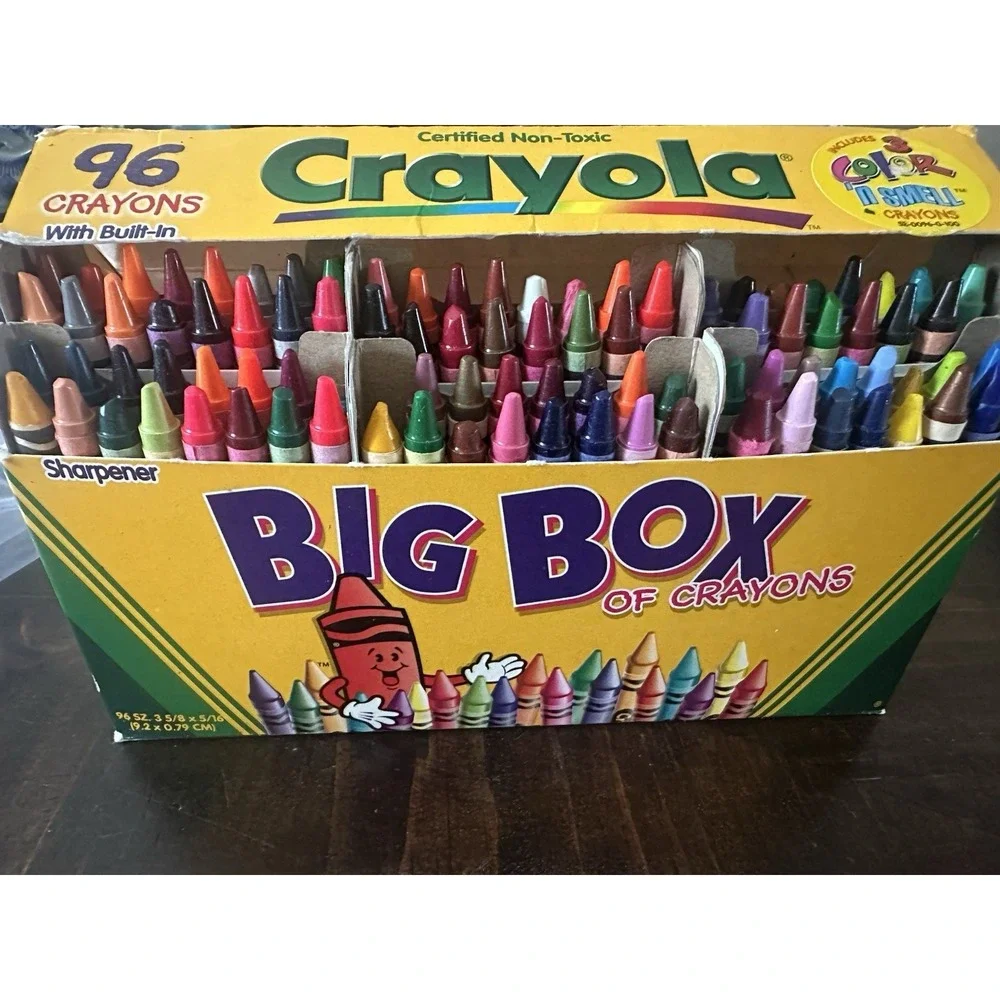 Vtg 1997 93 Crayola Big Box Crayons Built In Sharpener Retired And Rare Colors